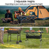 Anbte 2 Adjustable Height Folding Camping Table, Aluminum Roll Top with Storage Net & Bag, 32.2