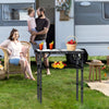 Anbte 2ft Folding Camping Table, 3 Adjustable Height Aluminum Small Table with Storage Net, Portable for Outdoor Indoor Camping BBQ