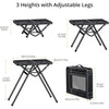 Anbte 2ft Folding Grill Table, 3 Adjustable Height 180lbs Heat-Resistant Metal Table, 24