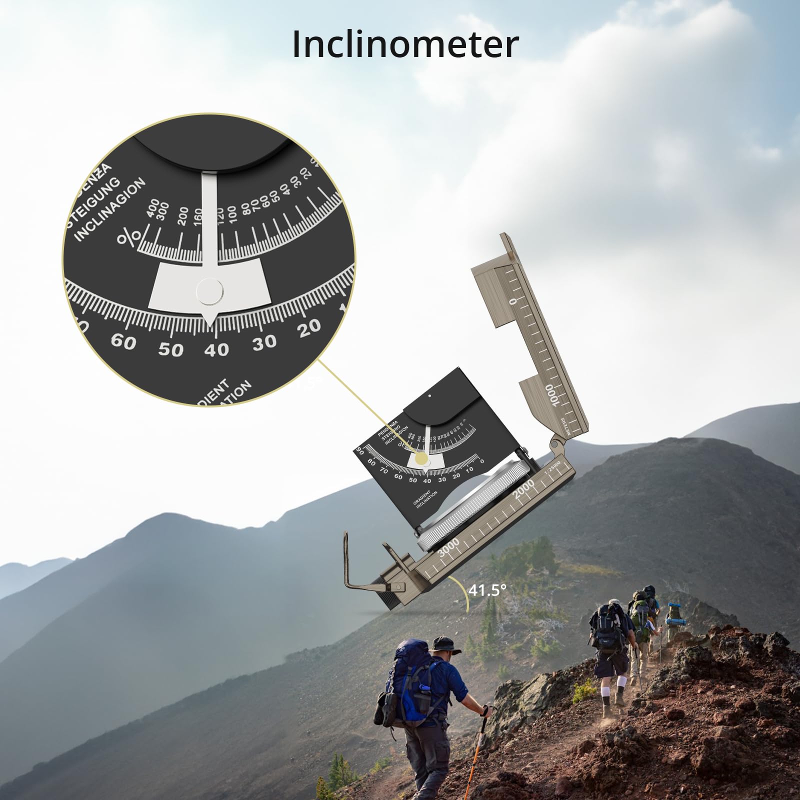 Anbte IP65 Waterproof Metal Sighting Compass with Clinometer, Portable Survival Navigation Gear for Hiking Hunting Camping Geology