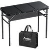 Anbte 3ft Tri-fold Camping Table, 3 Adjustable Height Aluminum Folding Table with Storage Net, for Outdoor BBQ Picnic