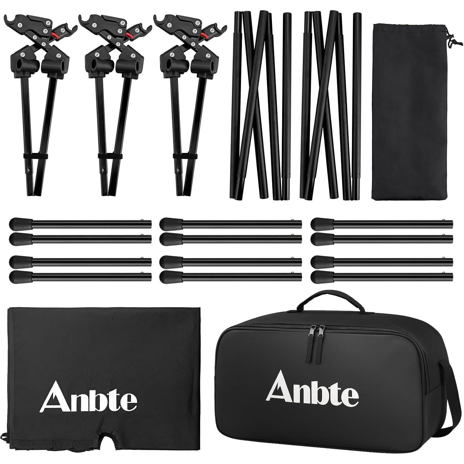 Anbte 400lbs Height Adjustable Camping Cot, 74.8" x 27.5" Folding Bed with Storage Net & Bag, Portable for Camping Travel Beach