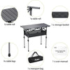 Anbte 2 Adjustable Height Folding Camping Table, Aluminum Roll Top with Storage Net & Bag, 32.2