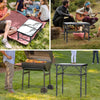 Anbte 2ft Folding Camping Table, 3 Adjustable Height Aluminum Small Table with Storage Net, Portable for Outdoor Indoor Camping BBQ