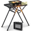 Anbte 2ft Folding Grill Table, 3 Adjustable Height 180lbs Heat-Resistant Metal Table, 24