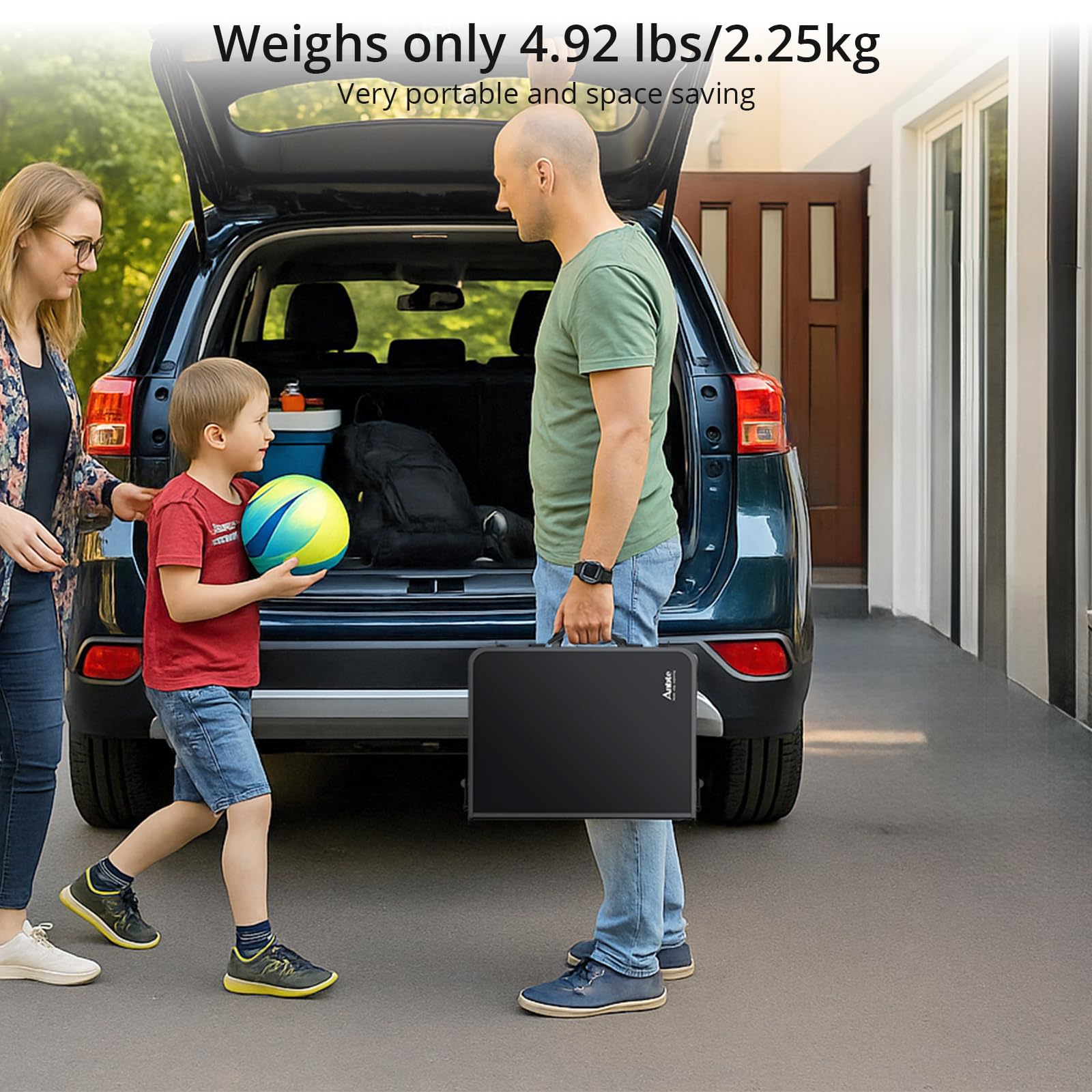 Anbte 22.8" x 15.7" Folding Camping Table, Lightweight Aluminum 3 Height Adjustable Table with Carry Handle & Storage Net for Beach RV Travel