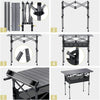 Anbte 2 Adjustable Height Folding Camping Table, Aluminum Roll Top with Storage Net & Bag, 32.2