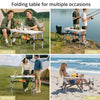 Anbte 3ft Tri-fold Camping Table, 3 Adjustable Height Aluminum Folding Table with Storage Net, for Outdoor BBQ Picnic